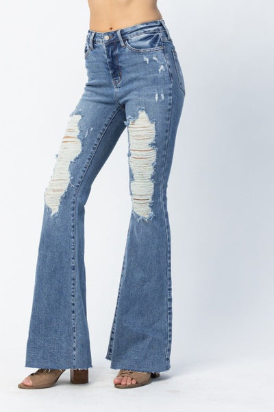 Judy Blue Heavy Destroy Flare Jeans