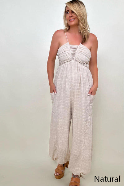 Halter Tie Back Woven Jumpsuit